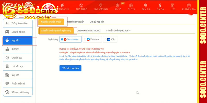 Những Điểm Cần Lưu Ý Khi Thực Hiện Giao Dịch Nạp Tiền Sodo